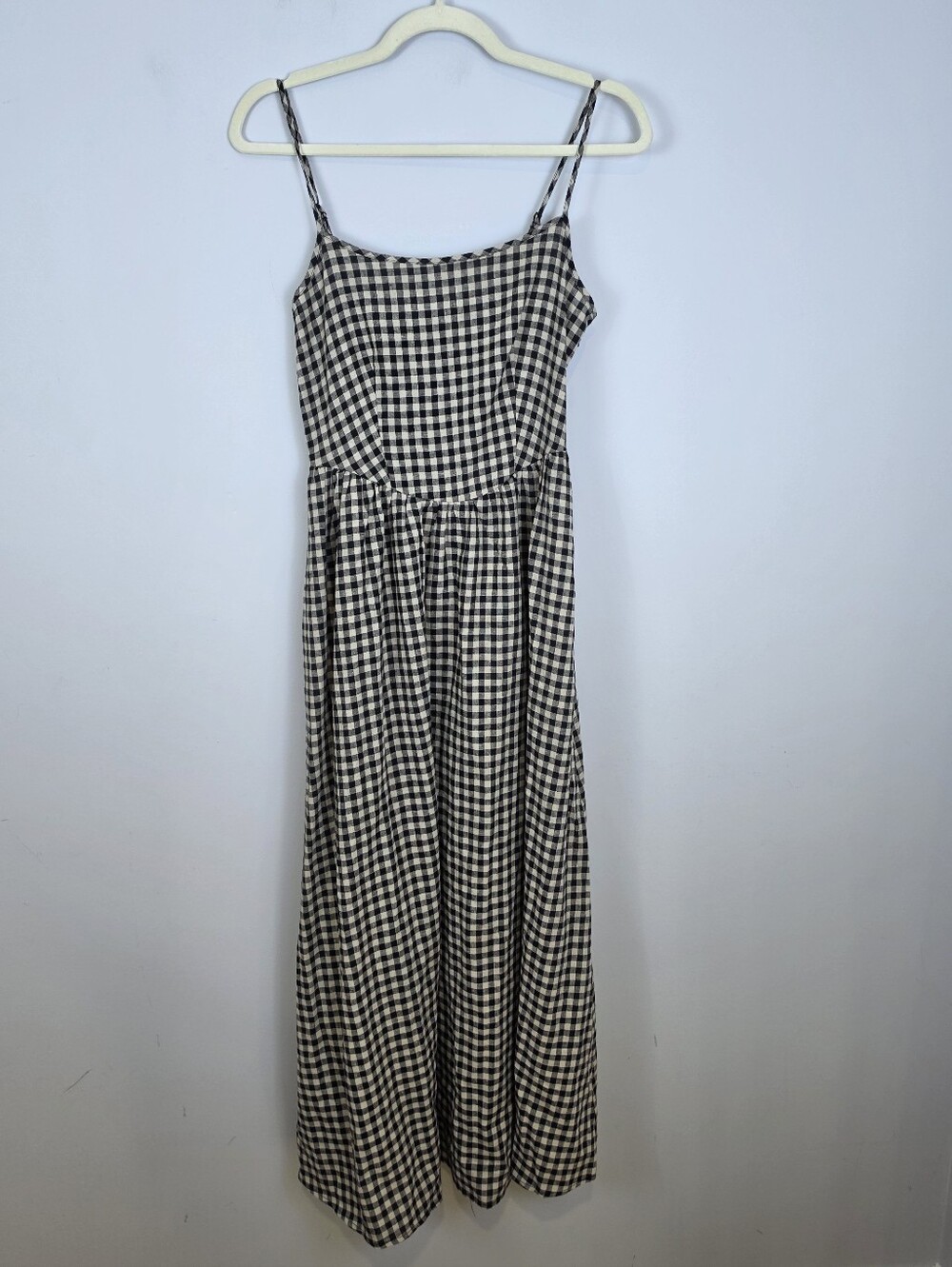Gap Black and White Gingham Spaghetti-Strap Maxi Dress Size XS NWT - Picture 2 of 14